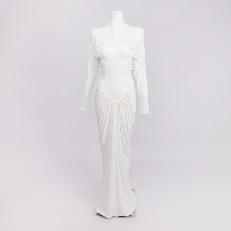 Ruched Heart Cutout Maxi Dress H7130
