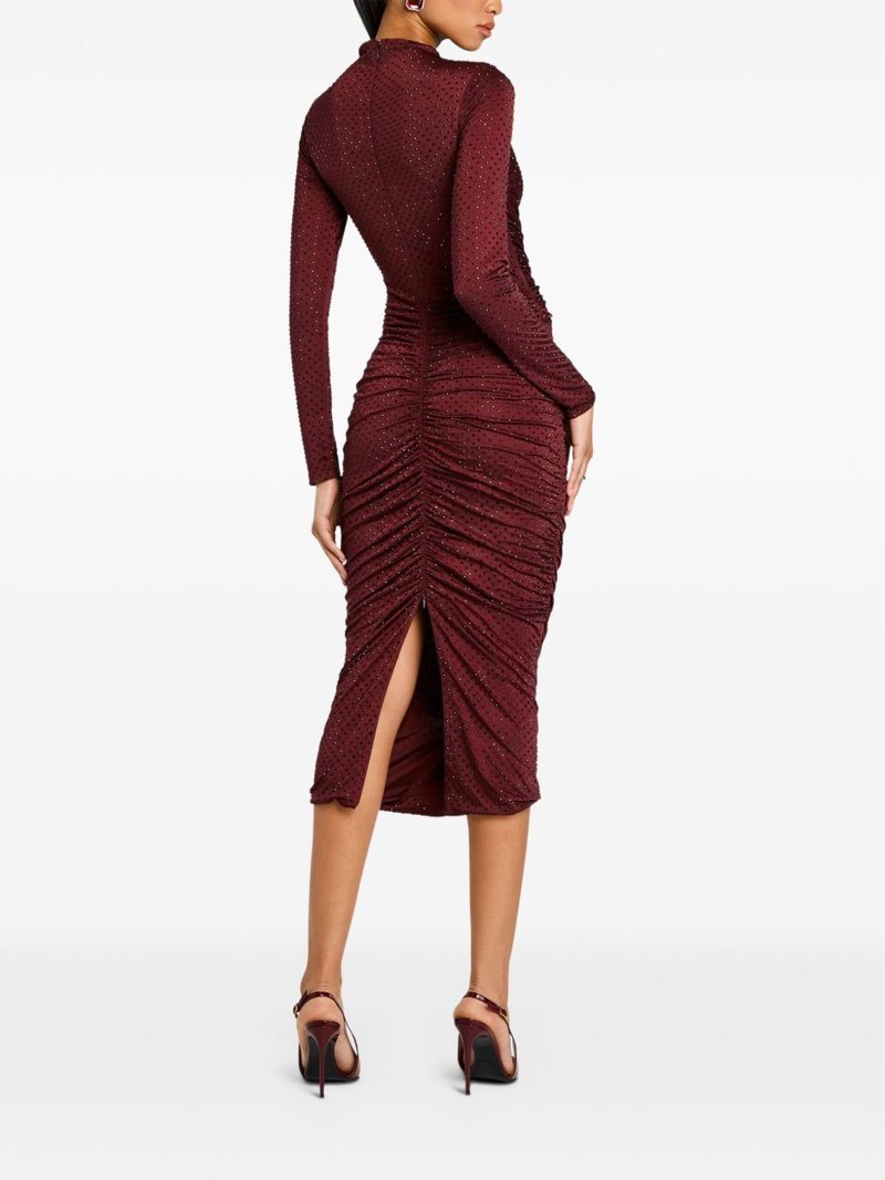 Ruched Long Sleeve Midi Dress H6677