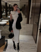 Ruched One-Shoulder White Midi Dress H6383