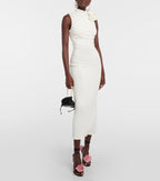 Ruched One-Shoulder White Midi Dress H6383