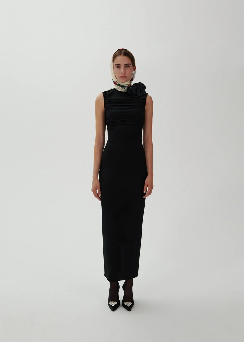 Ruched One-Shoulder White Midi Dress H6383