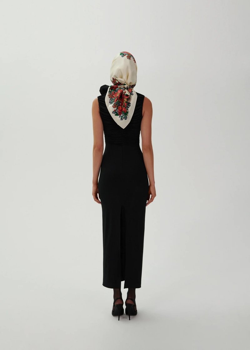 Ruched One-Shoulder White Midi Dress H6383