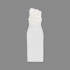Ruched One-Shoulder White Midi Dress H6383
