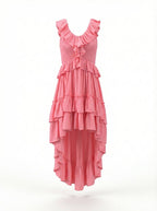 Ruffle Tiered Asymmetric Midi Dress H7088