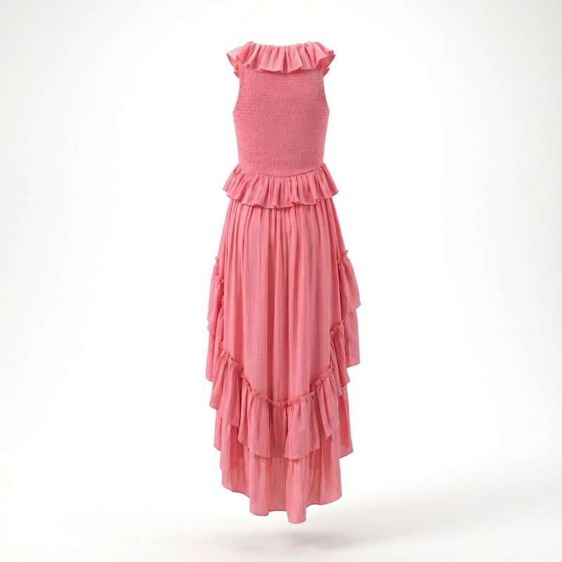 Ruffle Tiered Asymmetric Midi Dress H7088