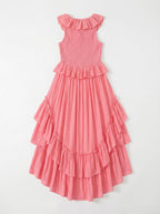 Ruffle Tiered Asymmetric Midi Dress H7088