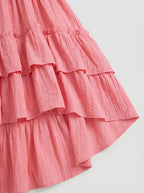 Ruffle Tiered Asymmetric Midi Dress H7088