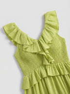 Ruffle Tiered Asymmetric Midi Dress H7088