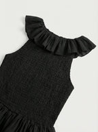 Ruffle Tiered Asymmetric Midi Dress H7088