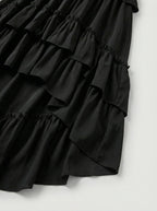 Ruffle Tiered Asymmetric Midi Dress H7088