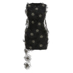 Ruffled Asymmetrical Black Mini Dress H6890