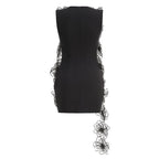Ruffled Asymmetrical Black Mini Dress H6890