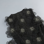 Ruffled Asymmetrical Black Mini Dress H6890
