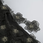 Ruffled Asymmetrical Black Mini Dress H6890