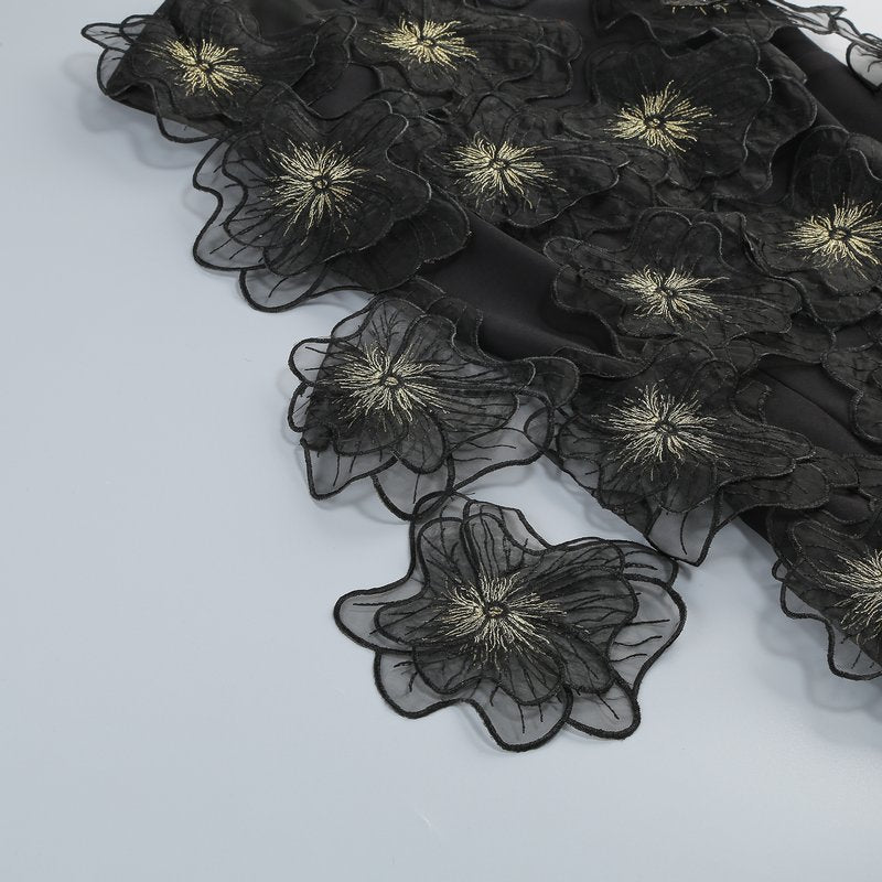 Ruffled Asymmetrical Black Mini Dress H6890
