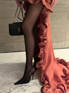 Ruffled Asymmetrical Satin Skirt H7027