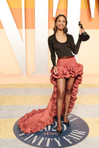 Ruffled Asymmetrical Satin Skirt H7027