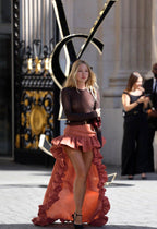 Ruffled Asymmetrical Satin Skirt H7027