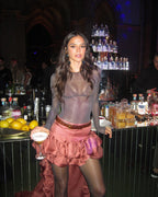 Ruffled Asymmetrical Satin Skirt H7027