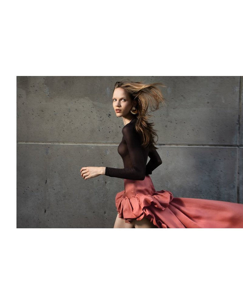 Ruffled Asymmetrical Satin Skirt H7027