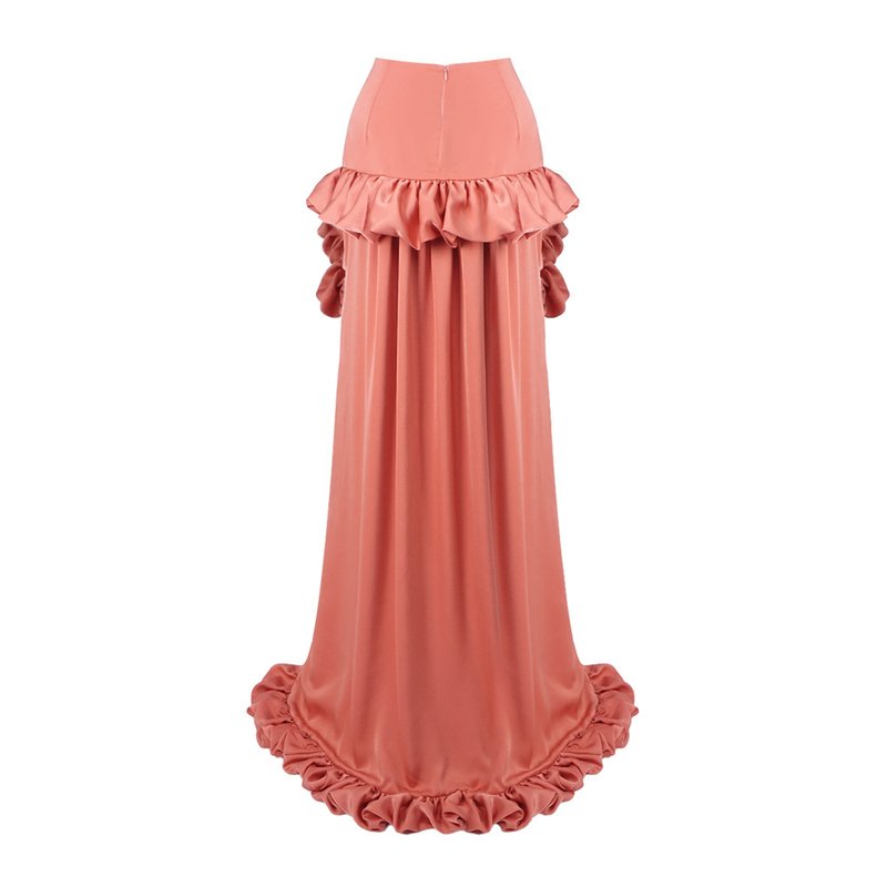 Ruffled Asymmetrical Satin Skirt H7027