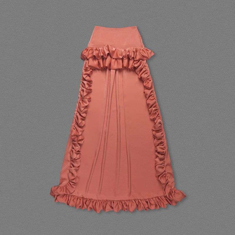 Ruffled Asymmetrical Satin Skirt H7027
