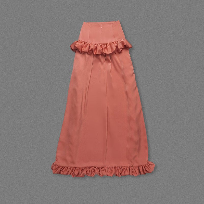 Ruffled Asymmetrical Satin Skirt H7027
