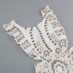 Ruffled Embroidered White Mini Dress H6254