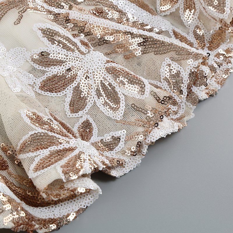 Ruffled Embroidered White Mini Dress H6254