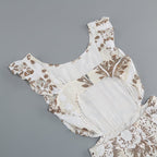 Ruffled Embroidered White Mini Dress H6254