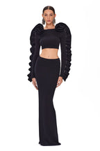 Ruffled Sleeve Crop Top & High-Waisted Skirt Set H6181