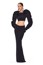 Ruffled Sleeve Crop Top & High-Waisted Skirt Set H6181