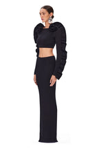 Ruffled Sleeve Crop Top & High-Waisted Skirt Set H6181