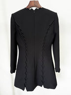 Scallop Lace-Up Black Midi Dress H6494