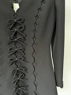Scallop Lace-Up Black Midi Dress H6494