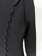 Scallop Lace-Up Black Midi Dress H6494