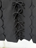 Scallop Lace-Up Black Midi Dress H6494