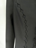 Scallop Lace-Up Black Midi Dress H6494