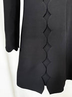 Scallop Lace-Up Black Midi Dress H6494