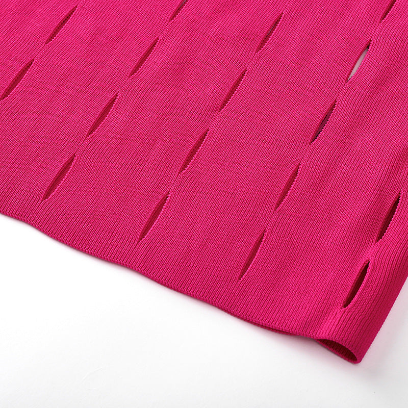 Scoop Neck Knit Midi Dress H6697