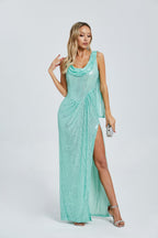 Sequin Cowl Neck Maxi Dress H6592