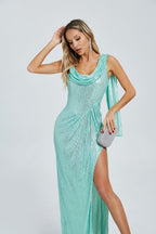 Sequin Cowl Neck Maxi Dress H6592