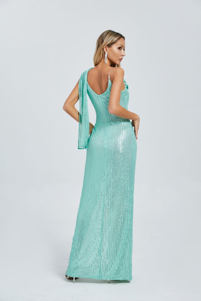 Sequin Cowl Neck Maxi Dress H6592