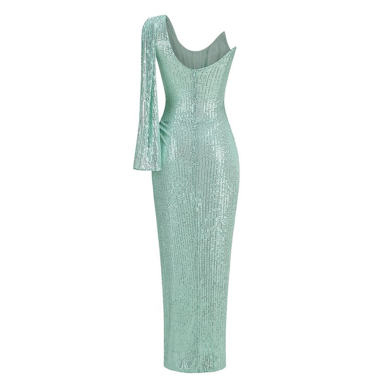 Sequin Cowl Neck Maxi Dress H6592