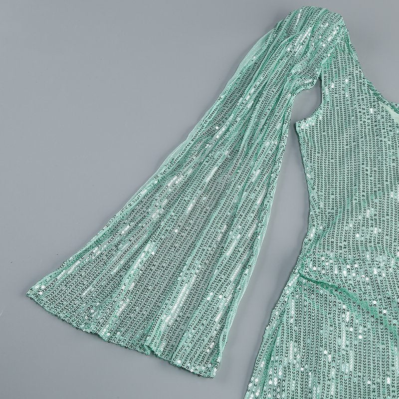 Sequin Cowl Neck Maxi Dress H6592