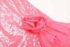 Sequin Ruffle Side Slit Maxi Dress H5997