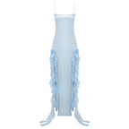 Sequin Ruffle Side Slit Maxi Dress H5997
