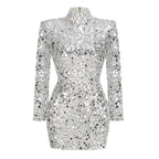 Sequin Turtleneck Mini Dress H6471