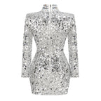 Sequin Turtleneck Mini Dress H6471