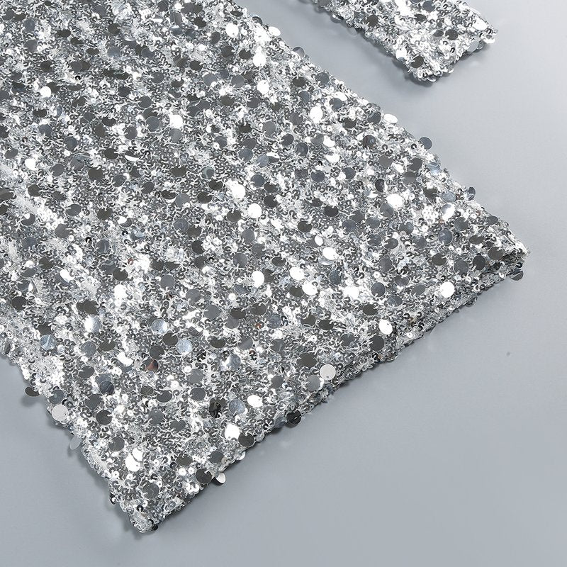 Sequin Turtleneck Mini Dress H6471
